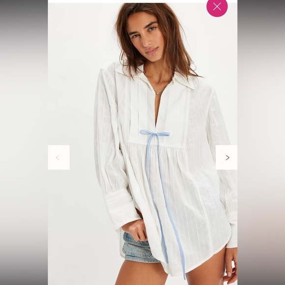 Free People Tops - Free People We The Free Evening Edit Shirt Medium Color: Clean Ivory NWT